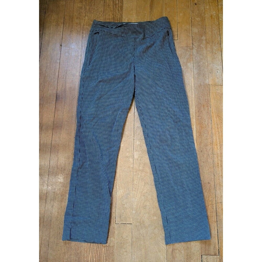 Margaret Size S Slimming Straight Black W/ White Squares Ankle Pants Trousers